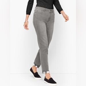 NWOT TALBOTS Women's Gray Zinc Plaid Cuffed Ankle Jeans